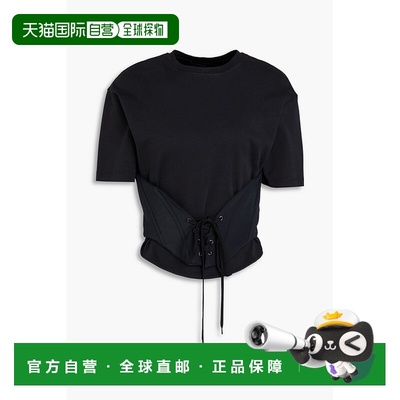 香港直邮Mugler 穆勒 女士 系带棉针织T恤 24P3TO0671274B1919BLA