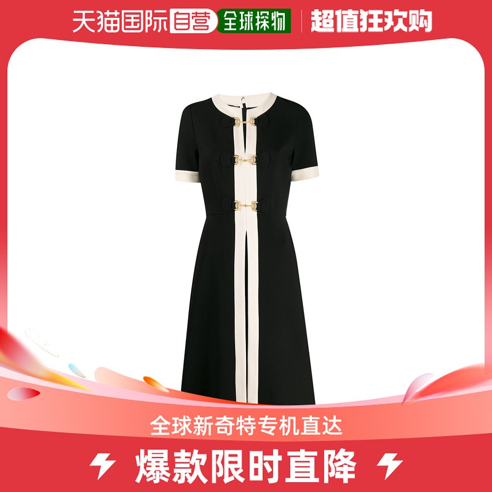 香港直邮Gucci 黑色马衔扣连衣裙 604893XJBYN