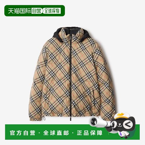 自营欧洲直邮Burberry博柏利 Snowdon男士米色尼龙可翻转羽绒服