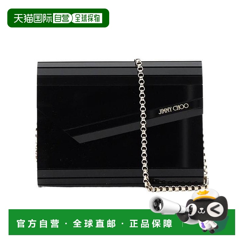 香港直邮Jimmy Choo 黑色Candy水钻徽标单肩包 CANDYACRBLACK