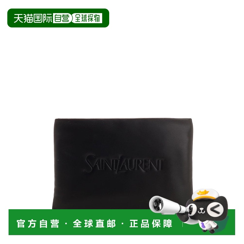 1h可退 香港直邮Saint Laurent 圣罗兰 男士 徽标小号蓬松手拿包