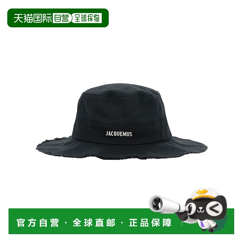 香港直邮Jacquemus 男士 'Le Bob Artichaut' 黑色金属徽标帆布帽