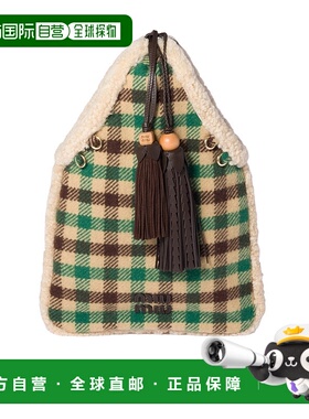 香港直邮Miu Miu 格纹和羊羔毛手提包缪缪手袋 5BA2952ID6VOOO