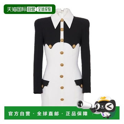 1h可退 香港直邮Balmain 初剪羊毛长袖连衣裙 CF1R9101WB86