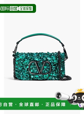 香港直邮valentino 华伦天奴 女士 Locò 小号亮珠片绸缎肩包 W0B