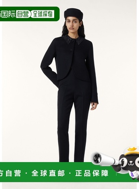 自营欧洲直邮Loro Piana 女士羊绒黑色喇叭裤直筒裤休闲裤