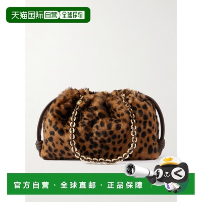1h可退 香港直邮LOEWE 罗意威 女士 Flamenco 中号皮革饰边豹纹毛