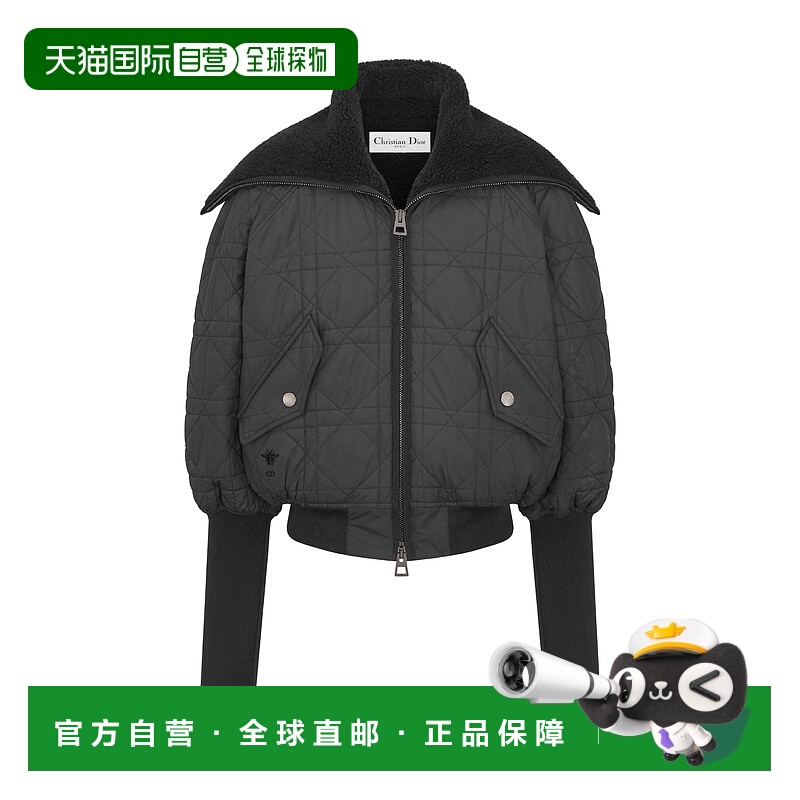 自营欧洲直邮Dior/迪奥 女士Macrocannage 连帽拉链短大衣