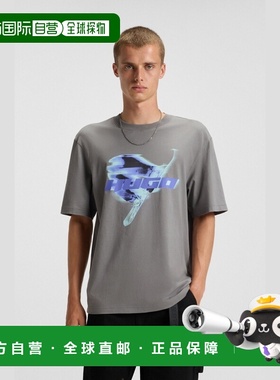 自营欧洲直邮Hugo Boss 男士灰色棉圆领短袖T恤