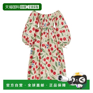 1h可退 香港直邮CAROLINA HERRERA 女士 膨起袖紧身胸衣中长连衣