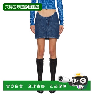 1h可退 香港直邮off-white 女士 蓝色 Motorcycle Hole 牛仔短裙