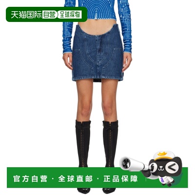 1h可退 香港直邮off-white 女士 蓝色 Motorcycle Hole 牛仔短裙