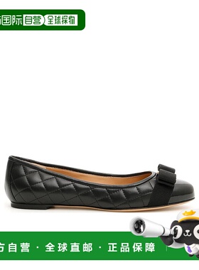 香港直邮Salvatore Ferragamo 黑色珩缝芭蕾舞平底鞋 01M831
