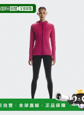 自营欧洲直邮ON昂跑 Climate系列女士石榴红色聚酯纤维口袋连帽卫