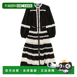香港直邮ZIMMERMANN 女士 Rhiannon 束带棉纱蕾丝长款连衣新款