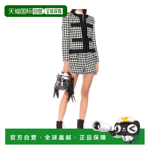 香港直邮BALMAIN 女士西服 TF17532C223EAB SS2020 黑色 千鸟格花