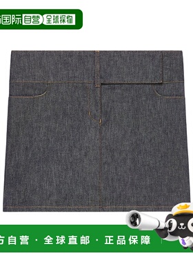 香港直邮Courreges 腰带环牛仔半身裙迷你裙 125DJU218DE0035