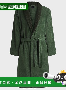 自营欧洲直邮HUGO BOSS雨果BOSS BLACK 双 B 字母棉质天鹅绒浴袍
