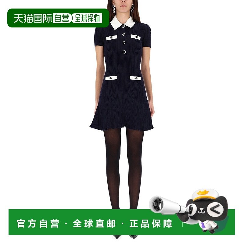 1h可退 香港直邮Self-Portrait 女士 迷你对比色衣领连衣裙 AW250
