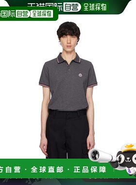 香港直邮Moncler 盟可睐 男士 灰色 Tricolor-Trimmed Cotton Piq