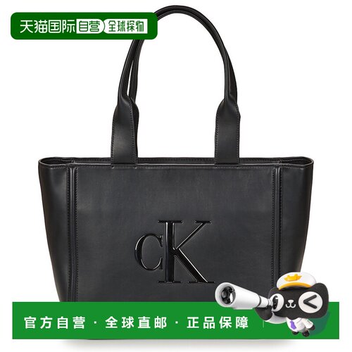 欧洲直邮Calvin Klein Jeans包女单肩包黑色BOLD CK MEDIUM TOTE