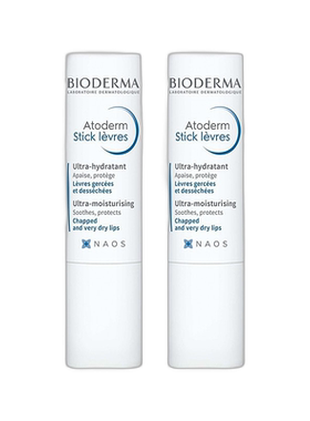 欧洲直邮Bioderma贝德玛赋妍深层滋养润唇膏4G x2支装正品乳木果