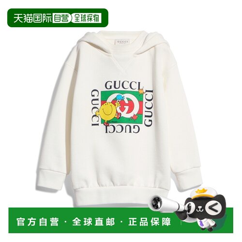 欧洲直邮GUCCI古驰 男孩白色棉质MR. MEN™ LITTLE MISS™印花卫衣