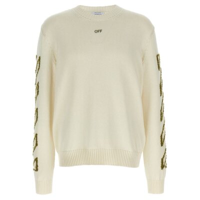 香港直邮off-white 男士 灰白色 Diag Outline 圆领毛衣 OMHE087S