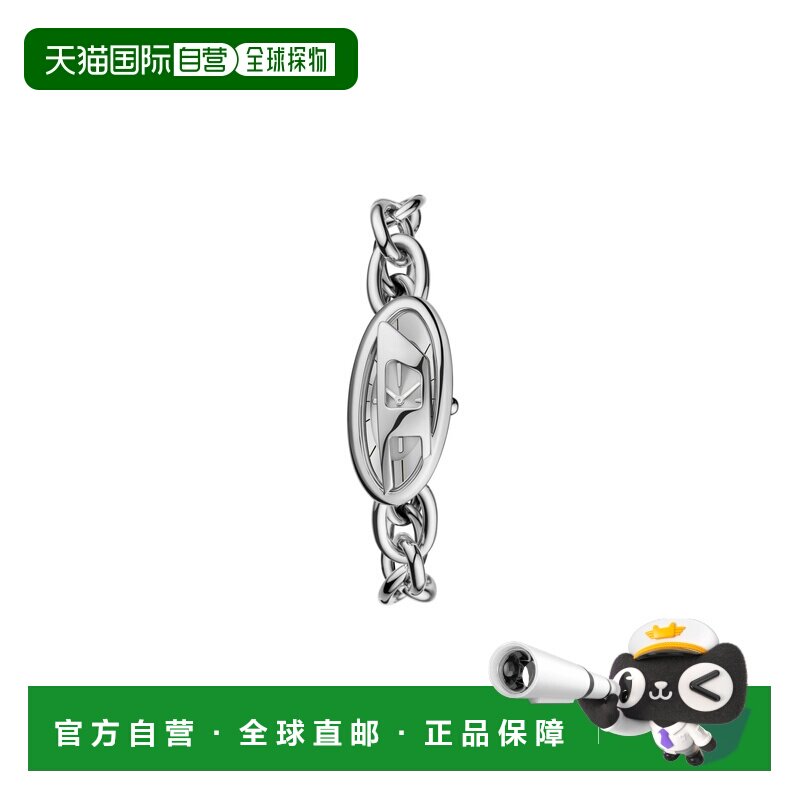 自营欧洲直邮Diesel迪赛 D-Era女士银灰色精钢双指针手表19mm