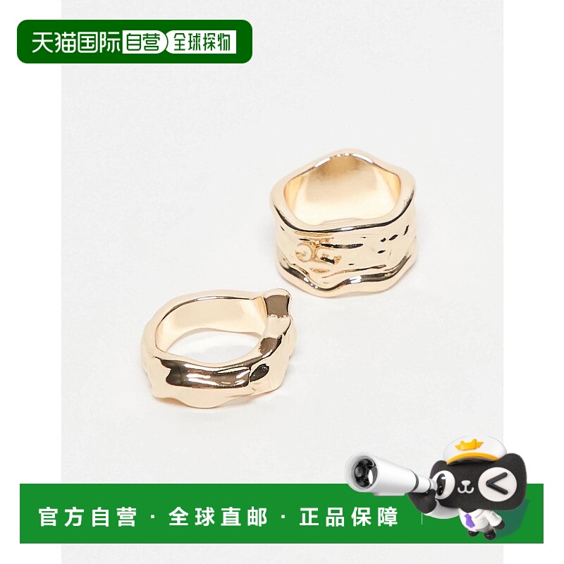 1h可退 香港直邮ASOS 女士 Curve molten 设计色调戒指(两件套)()