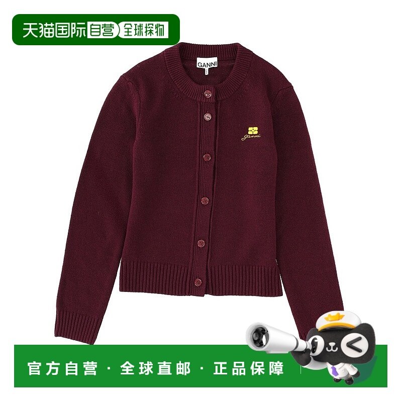 香港直邮GANNI 甘尼 女士 带Logo针织开衫 K2593 red红色 舒适时