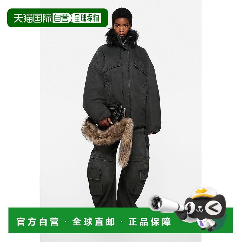 自营欧洲直邮Acne Studios FW25女士黑色棉工装高腰长裤直筒短裤