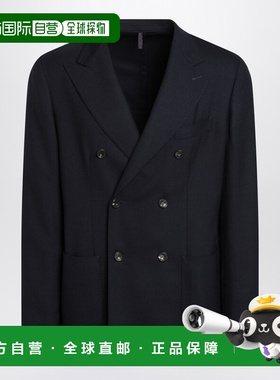 1h可退 香港直邮Santaniello 男士 蓝色格纹双排扣夹克 G560E3381