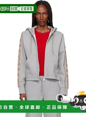 1h可退 香港直邮Burberry 巴宝莉 女士 灰色 Check Trim Cotton Z