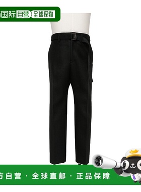 1h可退 香港直邮Sacai 男士 羊毛腰带休闲裤 03122M卫裤阔腿裤