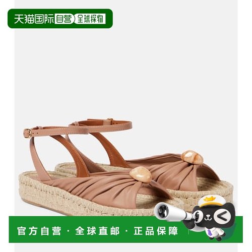 1h可退 香港直邮ZIMMERMANN 女士 Gleam 皮质麻底凉鞋 beige米色