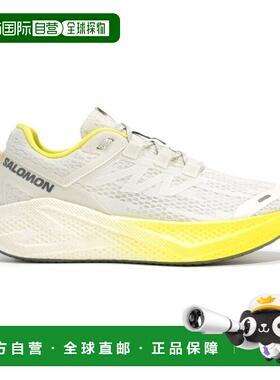 自营欧洲直邮SALOMON AERO GLIDE男士香草白/亮黄色织物缓震跑鞋