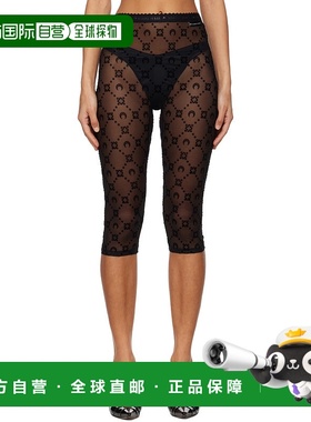 香港直邮Marine Serre 女士 黑色 Moonogram Mesh Flock 紧身短裤