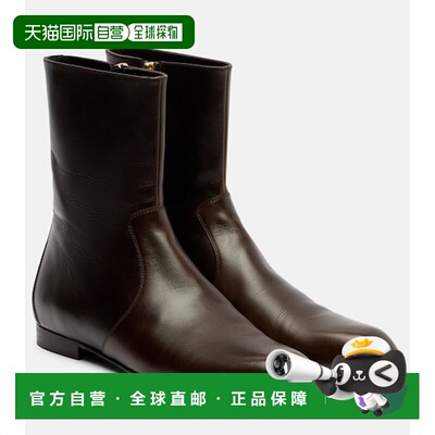 香港直邮KHAITE 女士 Colt 皮质短靴 brown棕色 舒适时尚