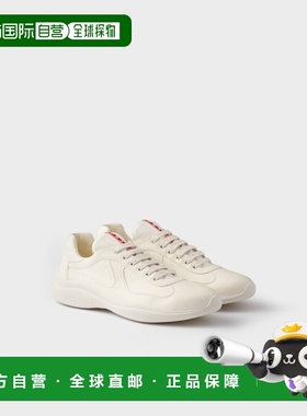 自营欧洲直邮Prada普拉达 America's Cup系列男士象牙白羔羊皮红