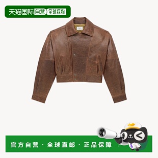 自营欧洲直邮YSL圣罗兰 女士橡木棕/陶土棕色羔羊皮拉链闭合飞行