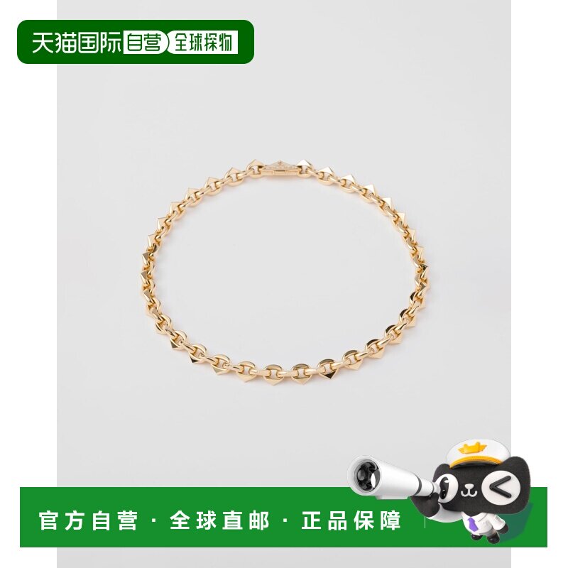 自营欧洲直邮Prada普拉达 Eternal Gold系列金色黄金三角标识项链