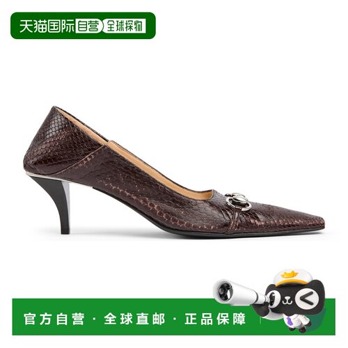 自营欧洲直邮GUCCI古驰 Vittoria女士深棕色皮革中跟鞋单鞋高跟鞋