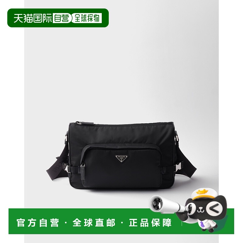 自营欧洲直邮Prada普拉达 Re-Nylon男士黑色再生聚酰胺拉链开合大