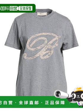 1h可退 香港直邮Blumarine 蓝色情人 女士 T恤 grey灰色 舒适时尚