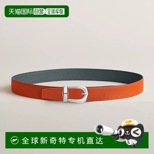 橙色 1h可退 男士 欧洲直邮Hermes 风暴蓝小牛皮腰带32mm 爱马仕