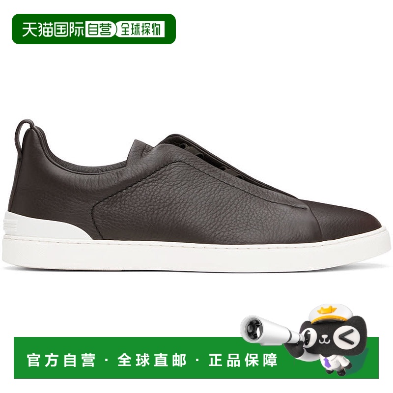 香港直邮Zegna 杰尼亚 男士 棕色 Triple Stitch 运动鞋 LHCVOS46