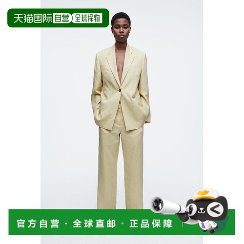 欧洲直邮COS 女士乳白色亚麻休闲裤新款