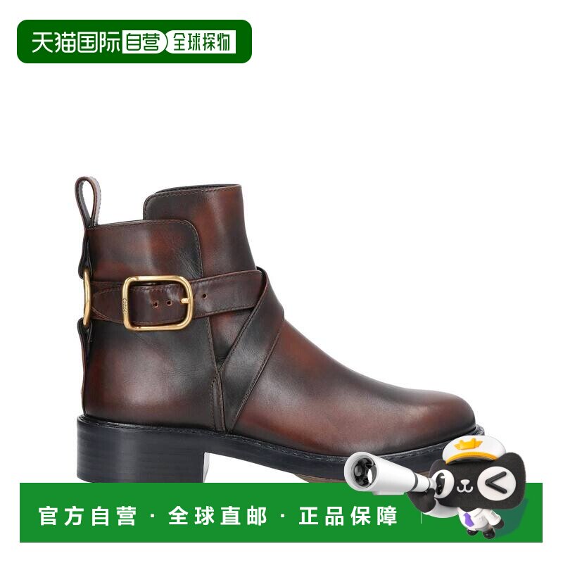 香港直邮Chloe 蔻依 女士 脚踝靴 BROWN 棕色单鞋时尚舒适女靴