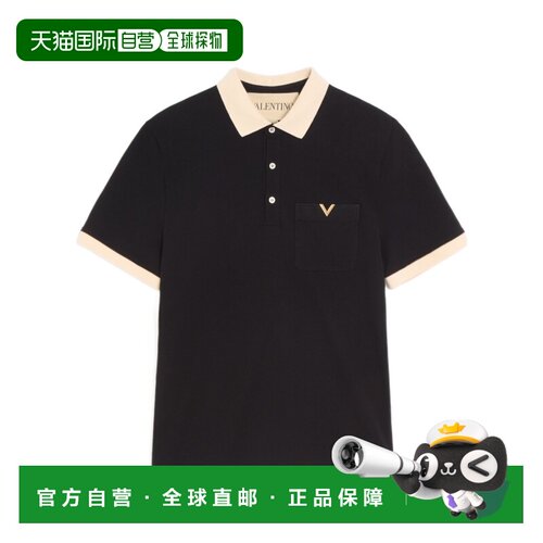 1h可退 香港直邮VALENTINO 男士POLO衫 VMH01KBGT9RA CO 黑色 短P